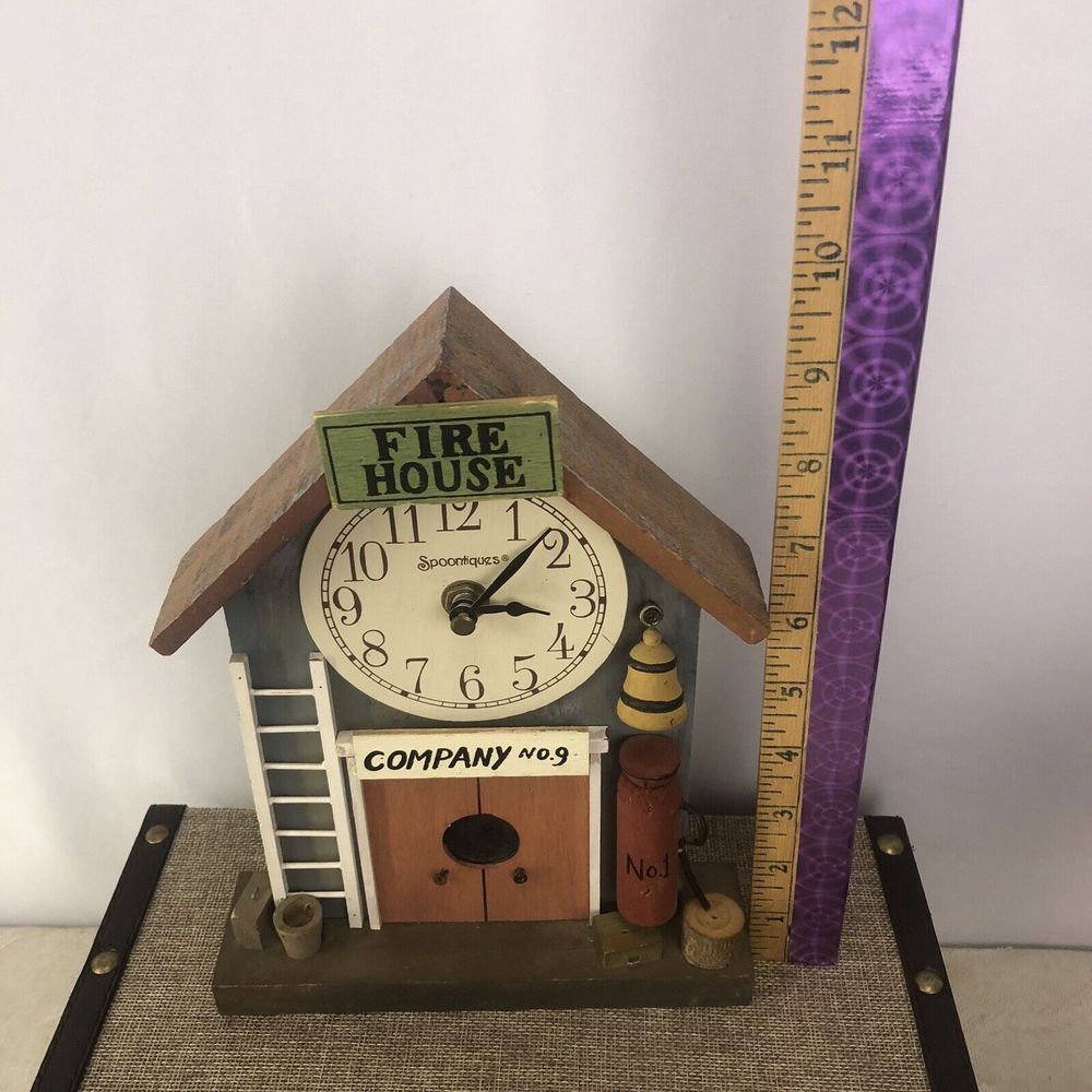 Decorative Wooden Clock Firehouse Company No.9 Decor/home / 9.5X7 - Picture 6 of 10